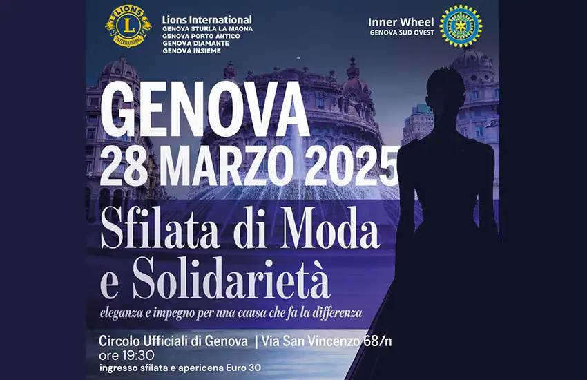 Locandina della sfilata di moda e Solidarietà a Genova.